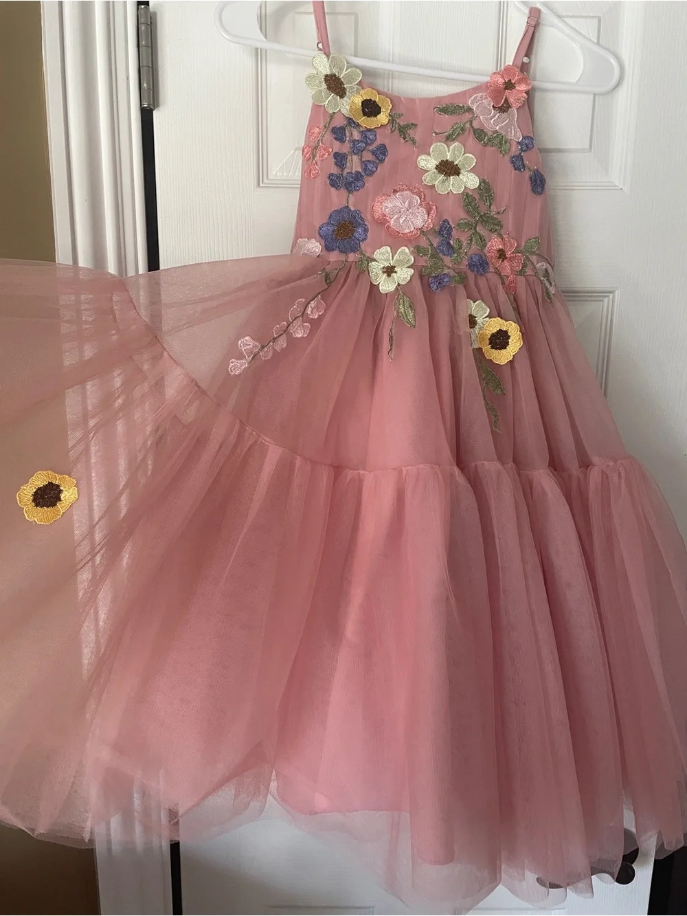 Azazie Pink Floral Tulle Flower Applique Dress